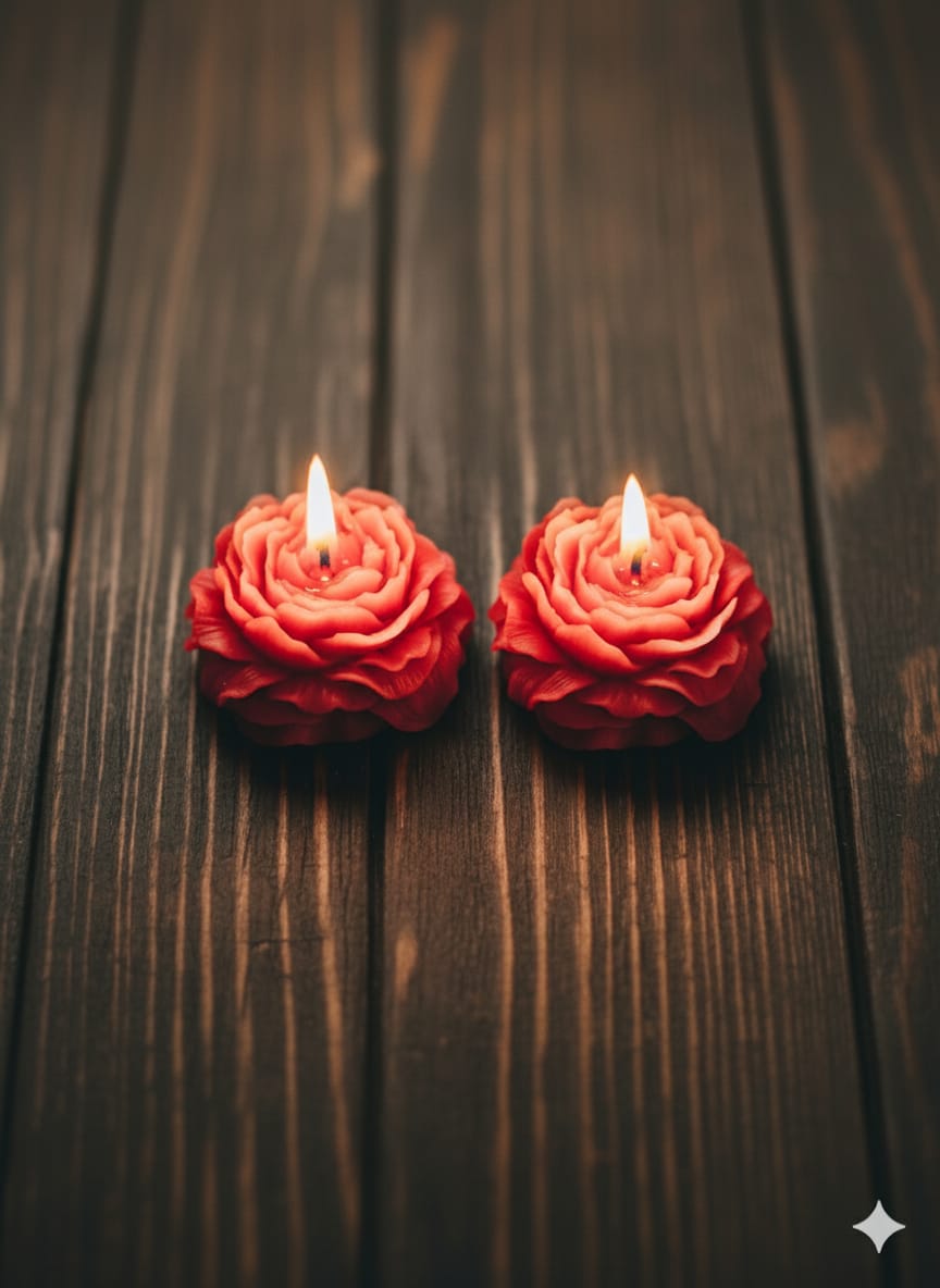 MaatiiRang Blossom Glow Rose Candles - Set of 2