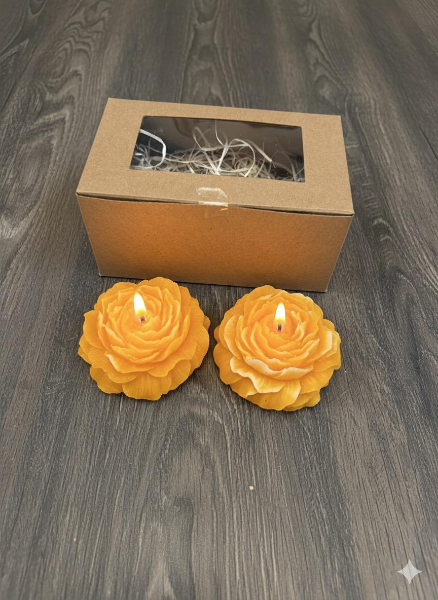 MaatiiRang Blossom Glow Rose Candles - Set of 2