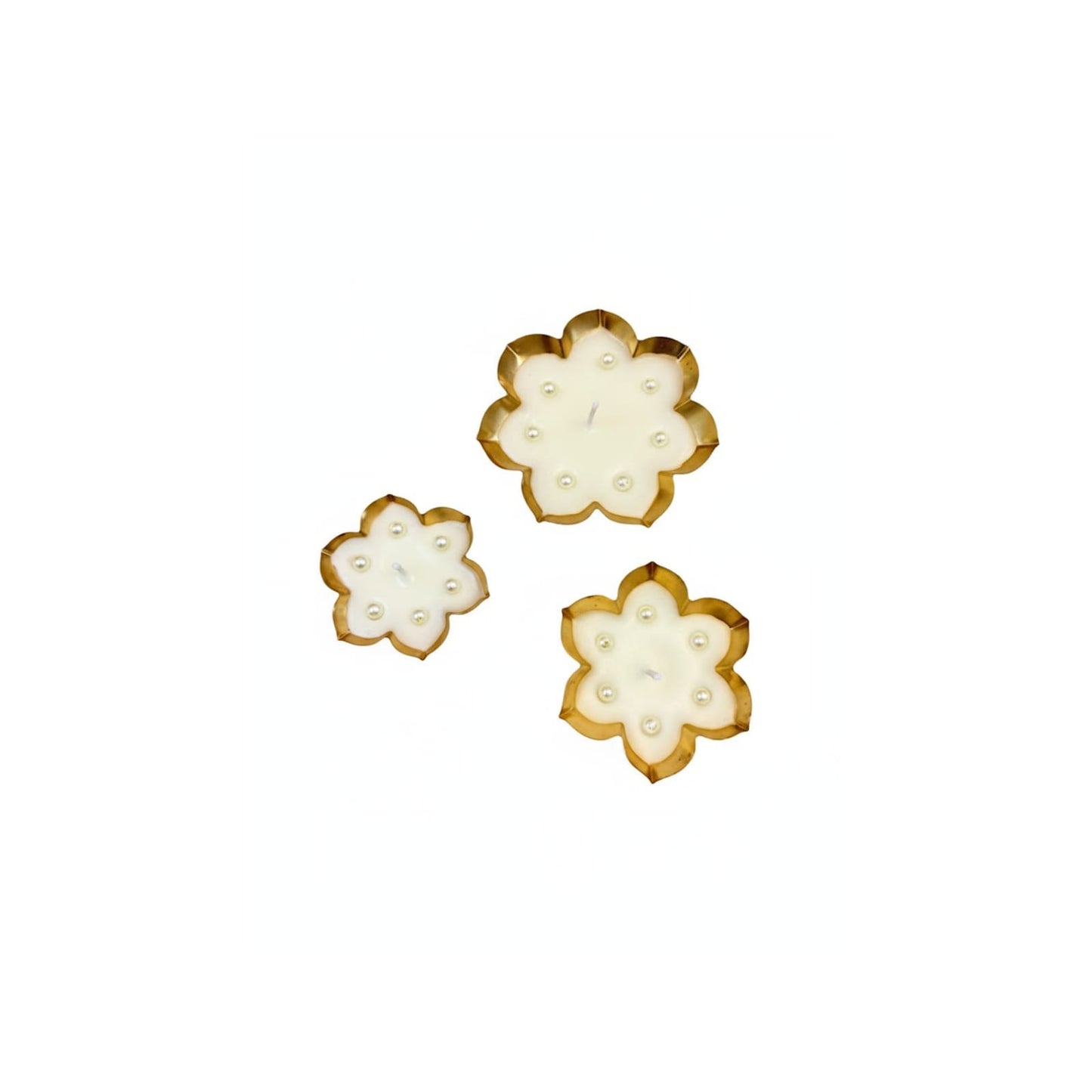 MaatiiRang Golden Bloom Urli Floating Scented Candles (Set of 3)